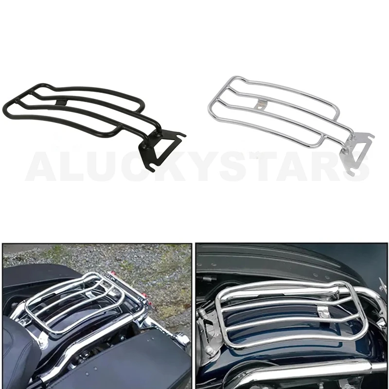 

Черная хромированная задняя багажная полка для мотоциклов Harley Touring Road King Road Glide 1997-2025, высококачественная, для сиденья водителя