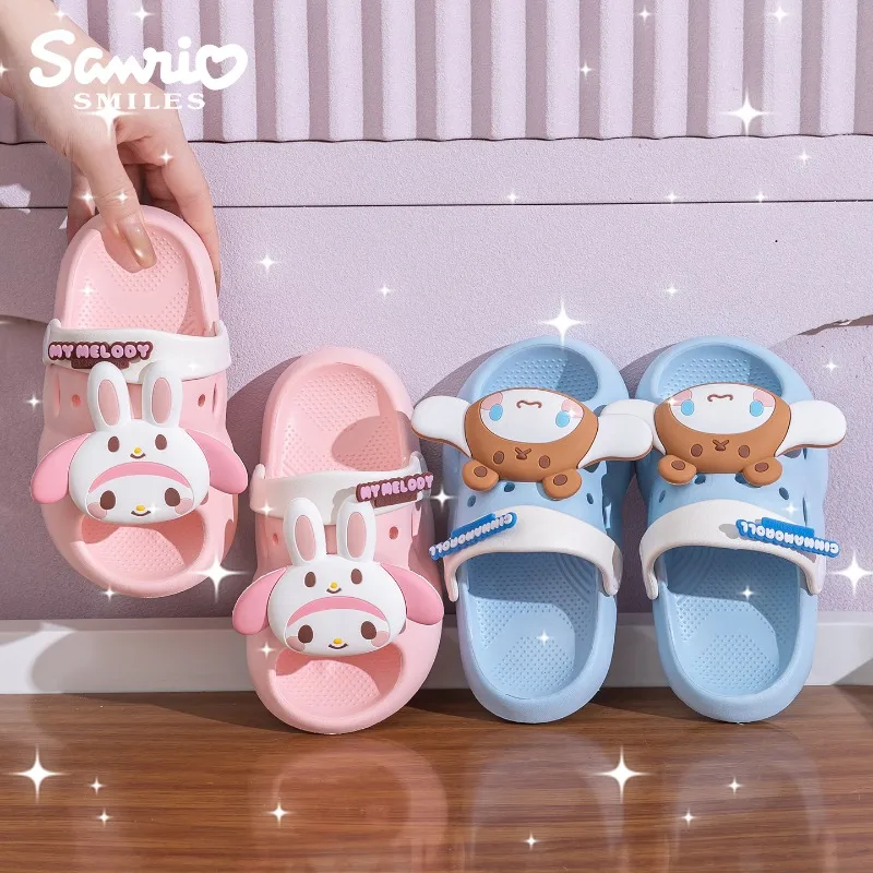 

Детские сандалии Sanrio Kuromi Cinnamoroll для девочек, летние нескользящие шлепанцы из ЭВА для пляжа, подарок для девочек