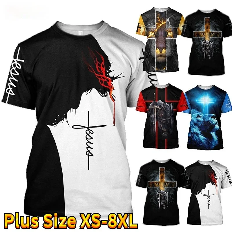 God's T-shirt for Men and Women Cross Fashion 3D Knight Templar Cool T-shirt for Men about Jesus Loving Every Christian T-shirt