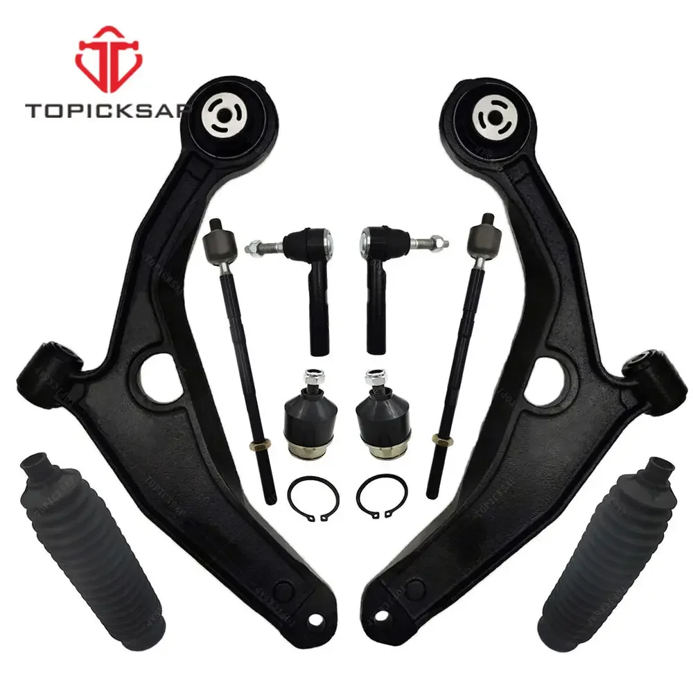 TOPICKSAP 10Pcs Front Lower Control Arm Tie Rod Ends Assembly Kit 5085407AC 5085408AC for Dodge Avenger 2008-2011 2012 2013 2014