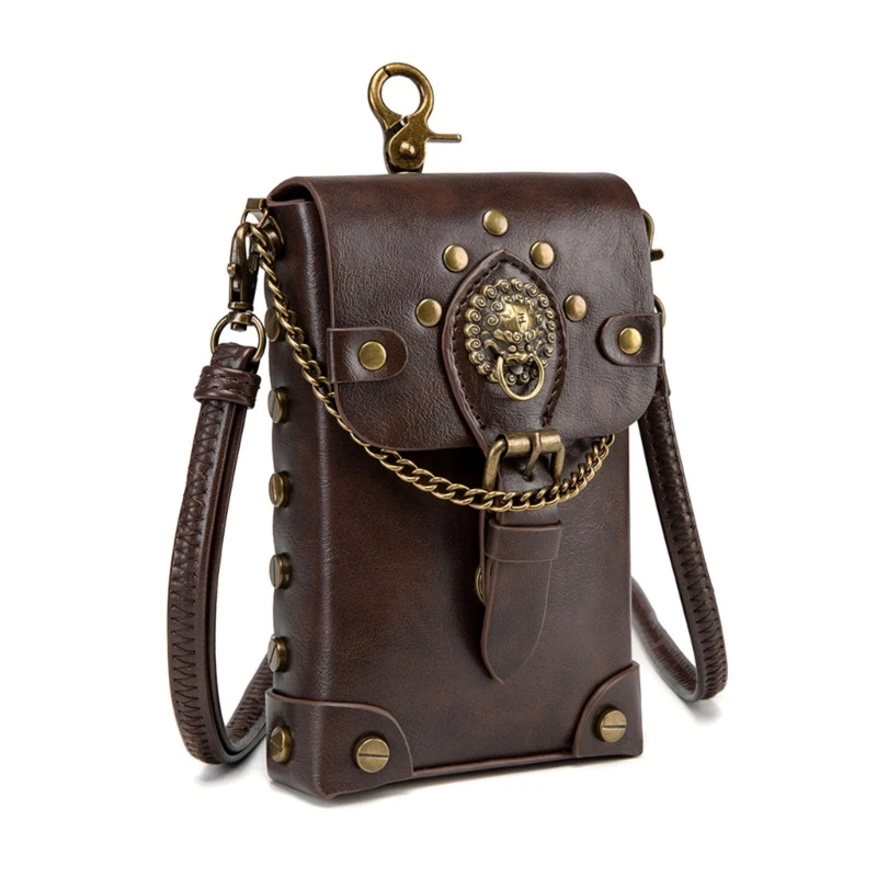 

A3PE Retro Gothic Shoulder Bag for Girls Steampunk Pattern Leather Purse Crossbody Waist Bags with Adjustable Strap