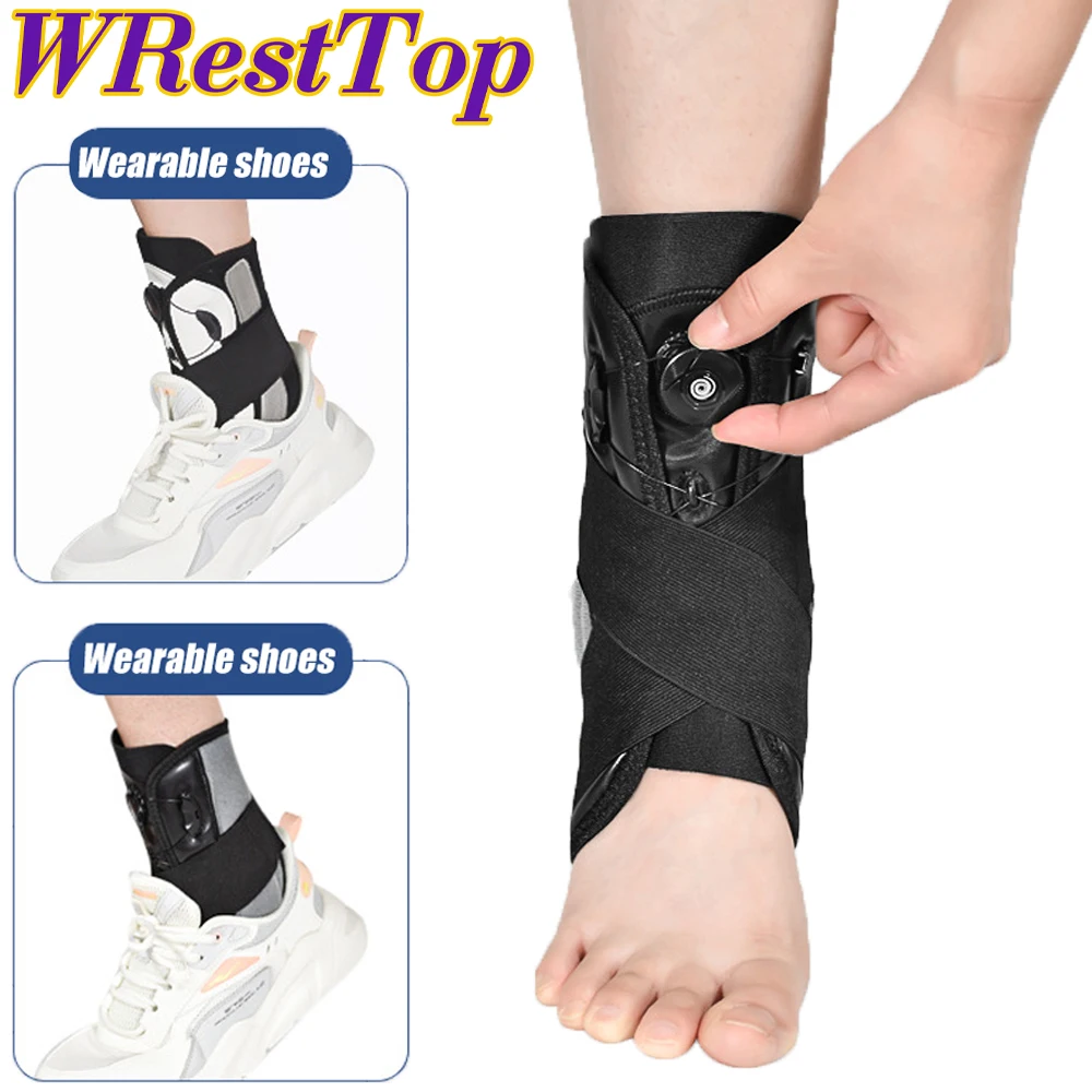 1Pcs Compression Ankle Brace for Women Men, Adjustable Straps with Protective Guards for Basketball Volleyball Lacrosse Football