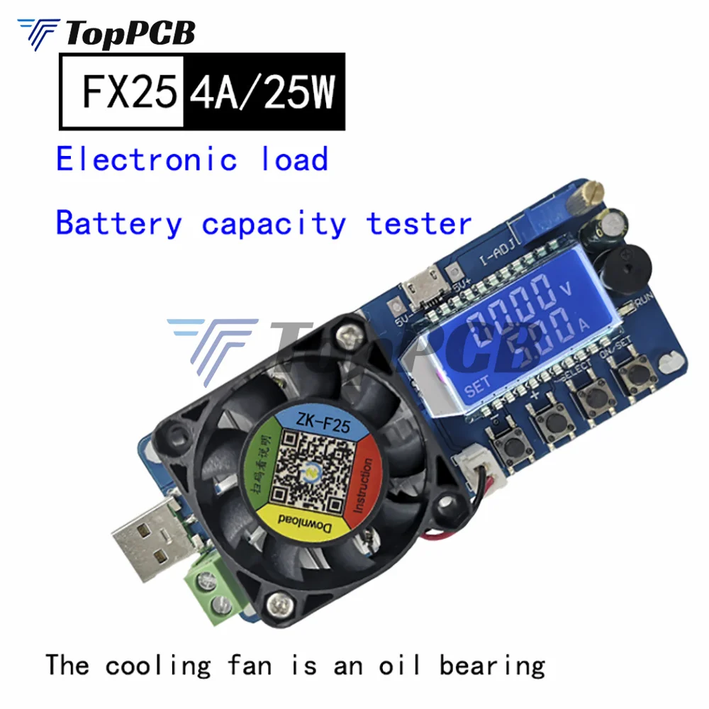 25W 35W 4A/5A Electronic Load Current Voltage Power Tester USB Protection LCD HD Display Adjustable Resistance Unloader