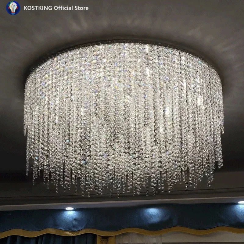 

Дуплексный напольный роскошный хрустальный подвесной светильник K9 для вестибюля отеля, гостиной, спиральной лестницы, виллы, домашняя декоративная люстра