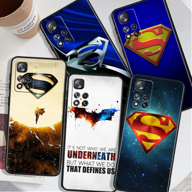 Cute Batman Superman For Xiaomi Redmi Note 13 12 11T 11E 11S 10T 10S Turbo Pro Plus Max Lite Black Soft Phone Case