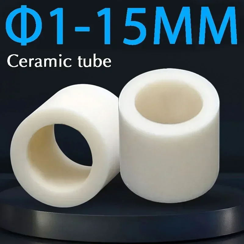 10pc Ceramic Tube Alumina Small Porcelain Tube Corundum Wear-resistant Insulating Porcelain Bushing Thermocouple Protection Tube