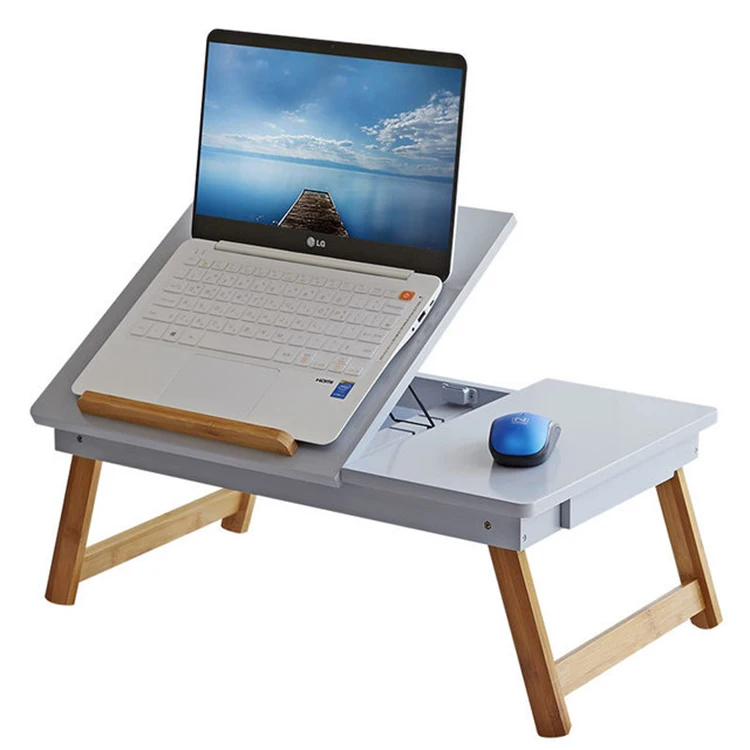 Adjustable Height Small Laptop Desk with Drawer Portable Folding Student Learning Table for Home &