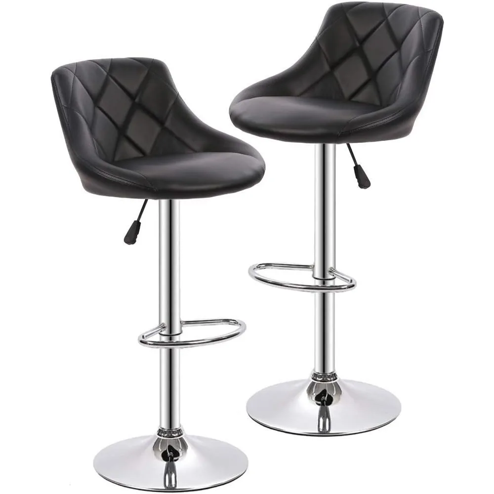 Counter Height Bar Stools Set of 2 Barstools Swivel Stool Height Adjustable Bar Chairs with Back PU Leather Swivel Bar Stool