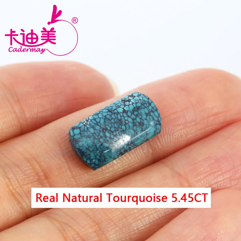 CADERMAY Long Cushion Shape Beads Cab Cut 100% Natural Blue Tourquoise Loose Stone With GTC Certificate For Fine Jewelry Making