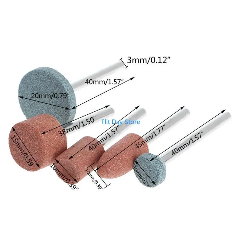 F92C 5Pcs 3mm Shank Wheel for Head Grinding Polishing Electric Grinder Power Tool