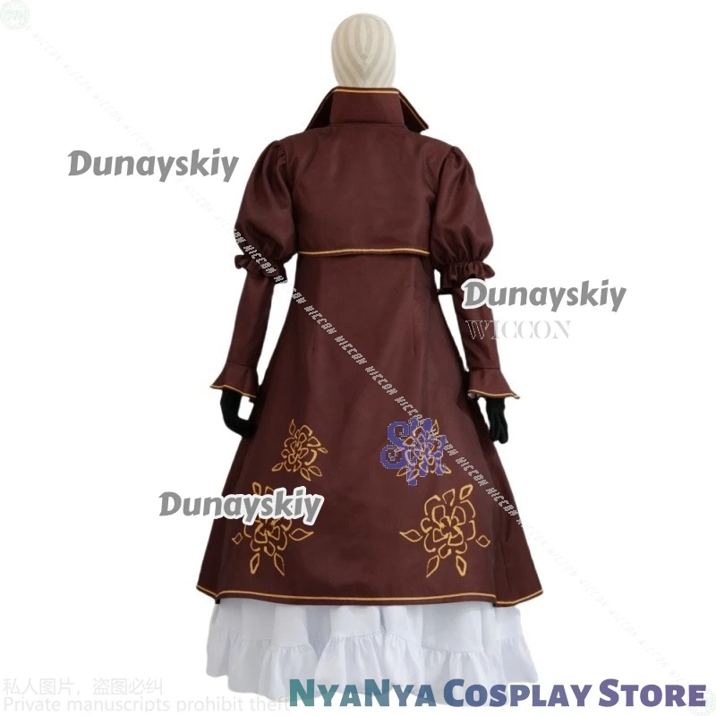 ชุดคอสเพลย์คาทีนจากอนิเมะเกมลิมบัส คอมพ์ย์ สไตล์วินเทจแบบพระราชวัง สีน้ำตาลหวานๆ โลลิต้า ชุดเดรสสีขาว สำหรับงานปาร์ตี้ฮาโลวีน