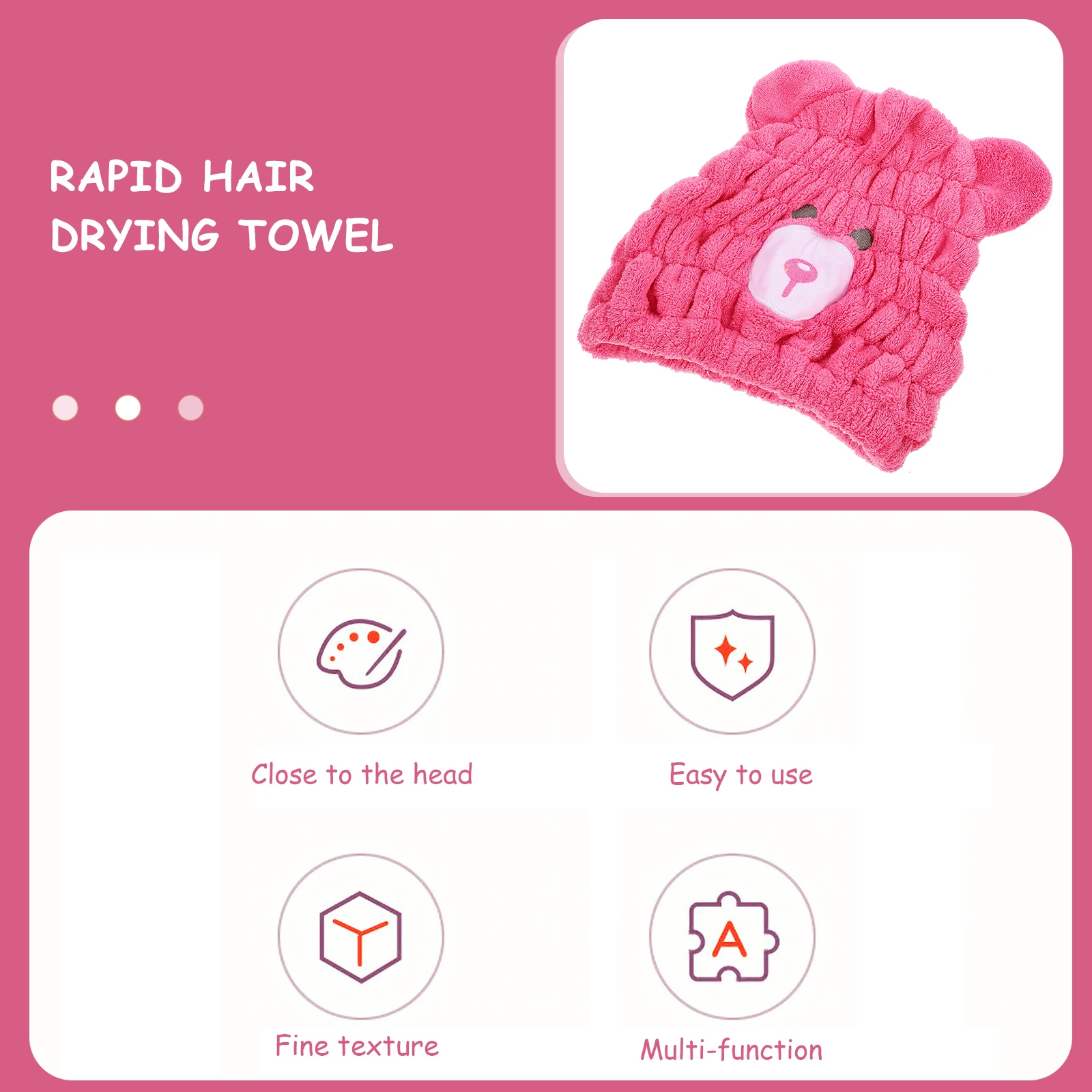 

Children Dry Hair Cap Absorbent Drying Hat Cartoon Bear Kids Wrap Towel Turban Soft Comfortable Cute Hair Water Fast