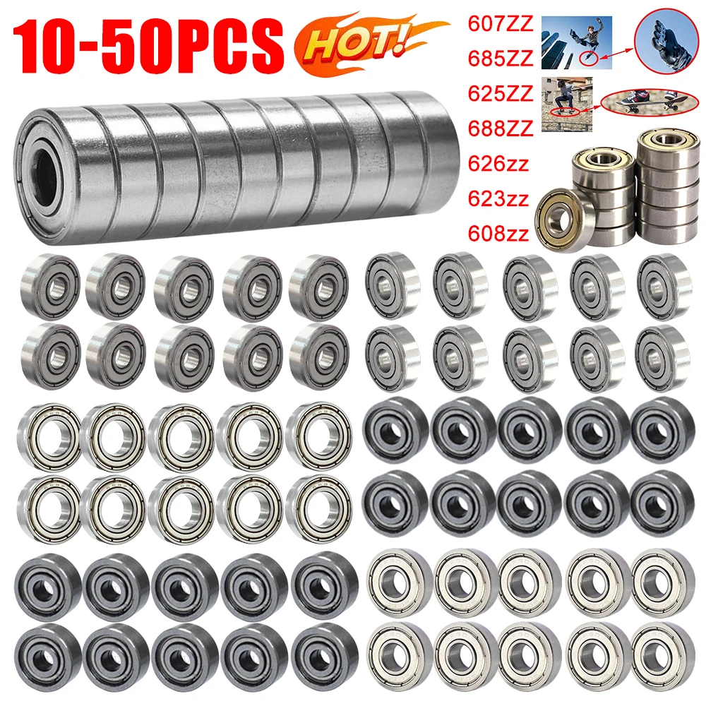 10-50Pcs Ball Bearings 608ZZ 623ZZ 626ZZ 685ZZ 607ZZ Deep Groove Miniature Bearings for Skateboard Scooter 3D Printers Bearings