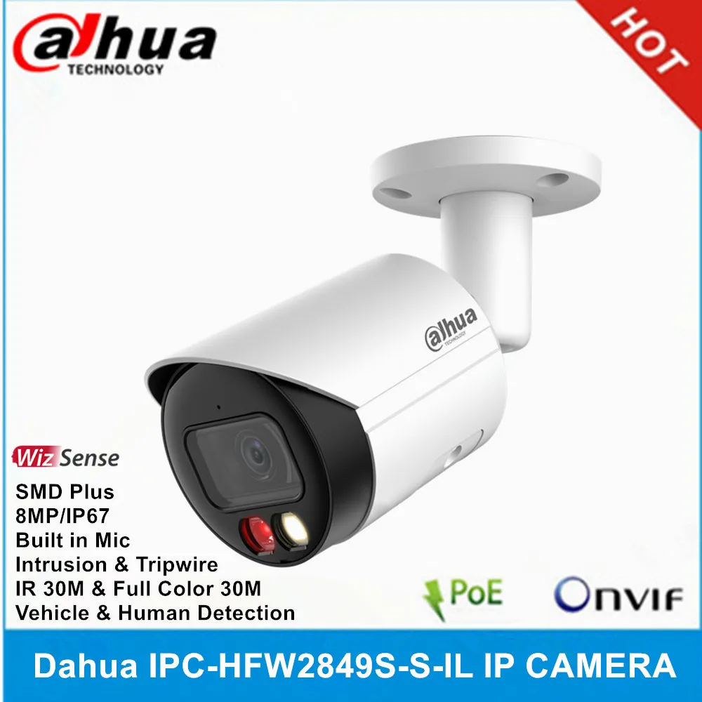 Dahua IPC-HFW2849S-S-IL 8MP 24 hours Full-color & IR 30M Smart Dual Light Built-in Mic IP67 SMD Plus WizSense POE IP Camera