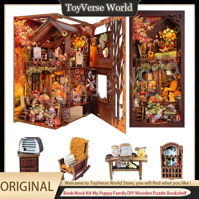 

﻿ Новый комплект книжных уголок, семейный моем щенков, деревянная головоломка «сделай сам», книжная полка, вставка, декор, модель кукольного домика, подставка для книг, украшение для здания, подарки