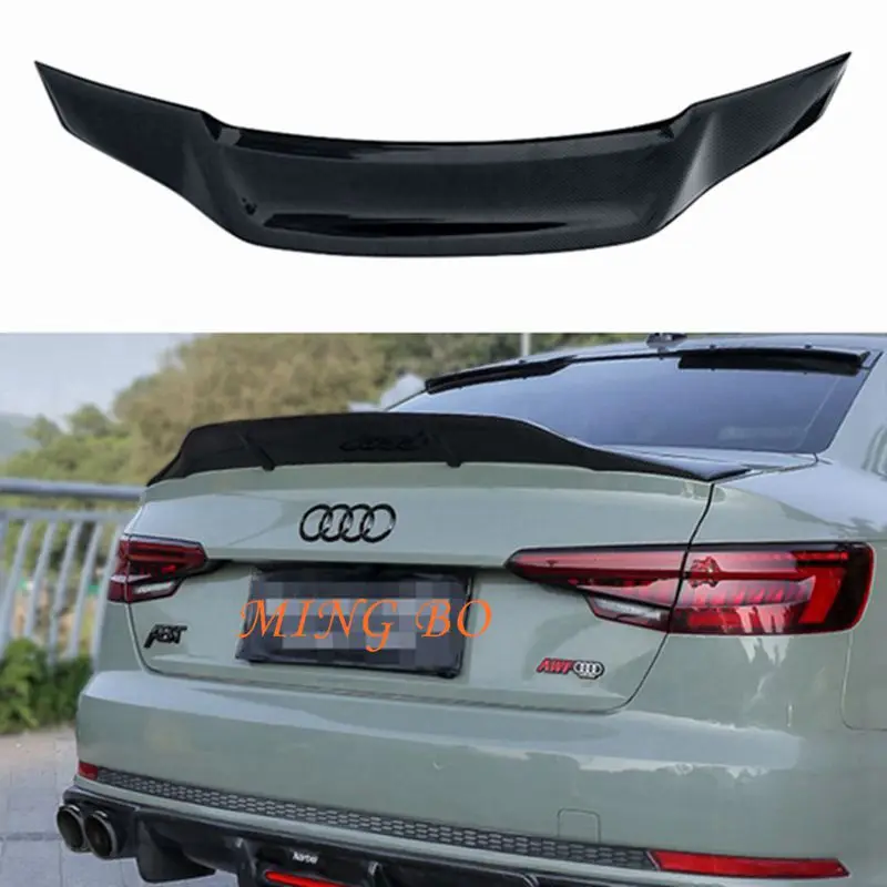 

For AUDI A4 S4 RS4 B9 Sedan R style Carbon fiber FRP glossy black Rear Spoiler Trunk Wing Car tuning accessories 2017+