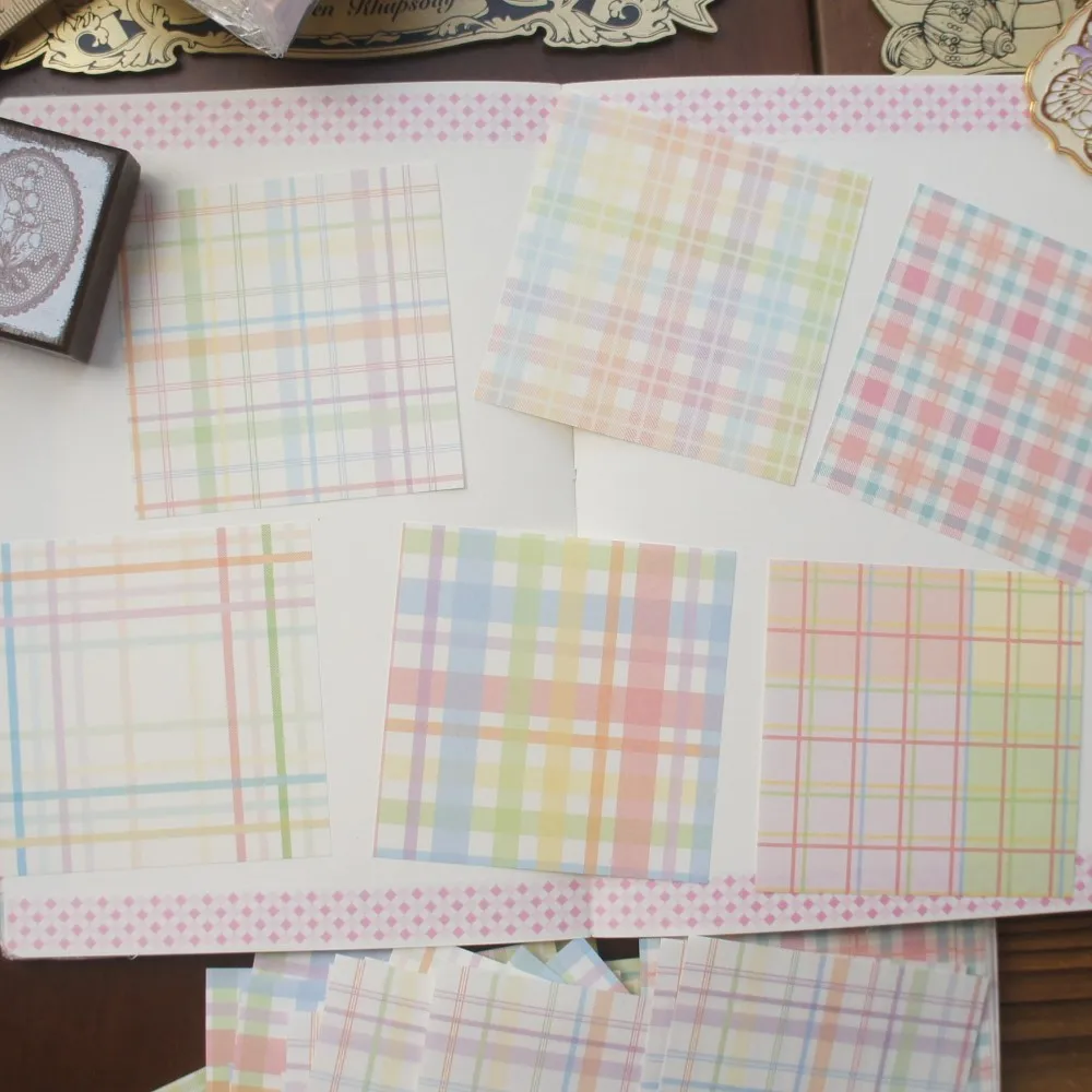 

30 Sheet Rainbow Grid Cloth Paper Design Craft Paper Gift Decoration Scrapbooking Handmade DIY