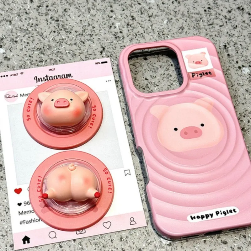 

Korean Cute Cartoon Piggy For Magnetic Holder Acrylic Phone Grip Tok Detachable Bracket For Magsafe Lovely Case Gift Support