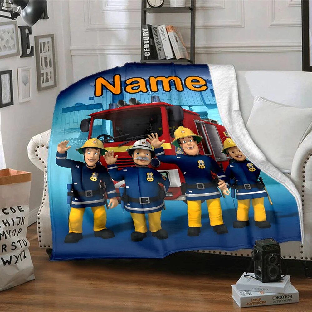 1 بطانية شاحنة إطفاء سام مخصصة لرجال الإطفاء مع بطانية غطاء من الفلانيل الناعم تحمل اسمًا مخصصًا، مناسبة للأولاد