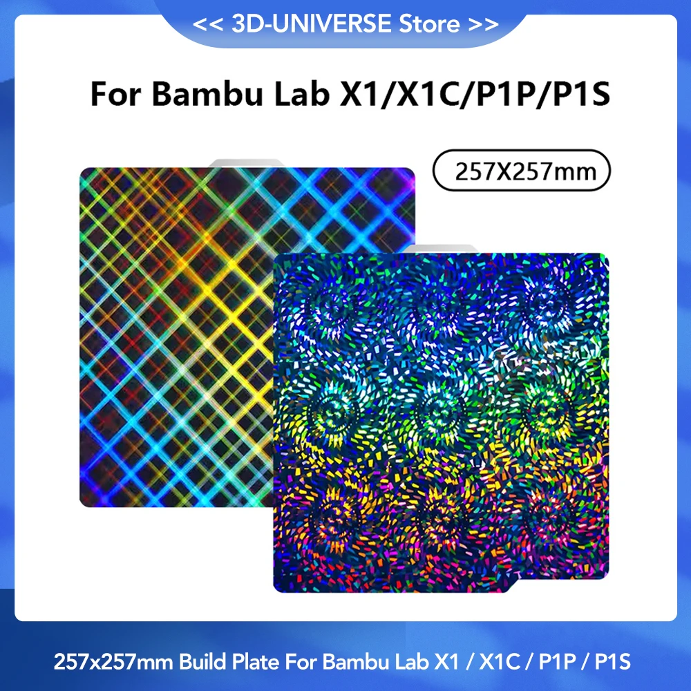 For Bambu Lab P1S Build Plate A1 X1C PEI Texture 257x257mm PEW PES Sheet Spring Steel For Bambu Lab X1 / X1C / P1P / P1S