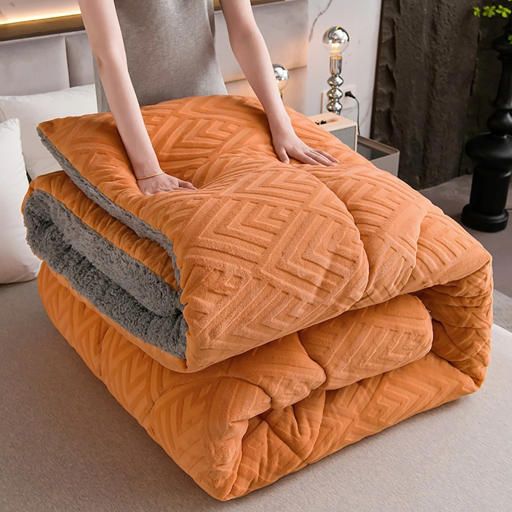 Autumn Winter Fleece Quilt Fluffy Warm Coral Flannel Casual Comforter Core for Bedroom Sofa Bed Soft Thickness Throw Blankets