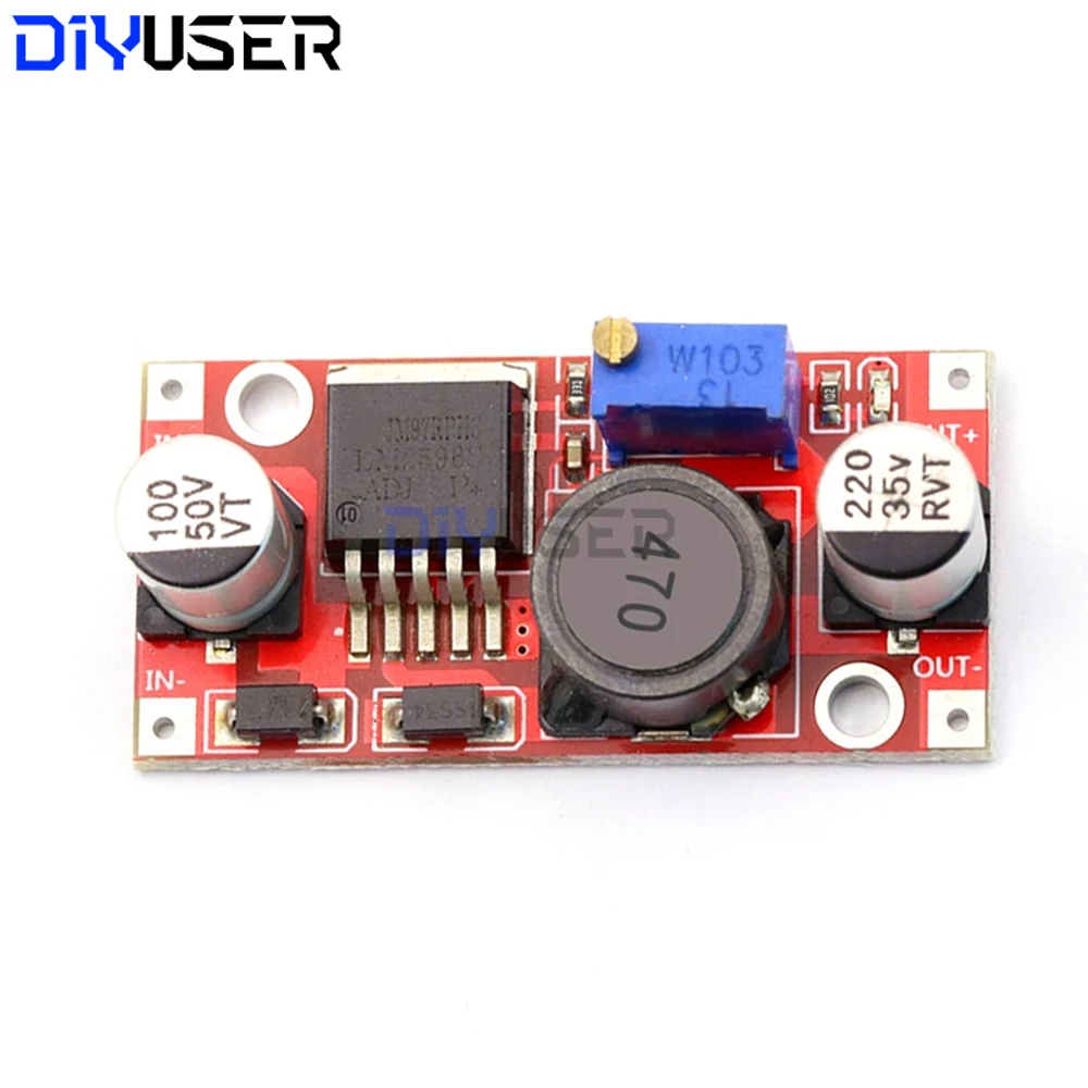 LM2596 Buck Converter Adjustable Power Module 3.2-40V to 1.2-35V 3A, with TDK Inductor for Low Ripple Stable Output