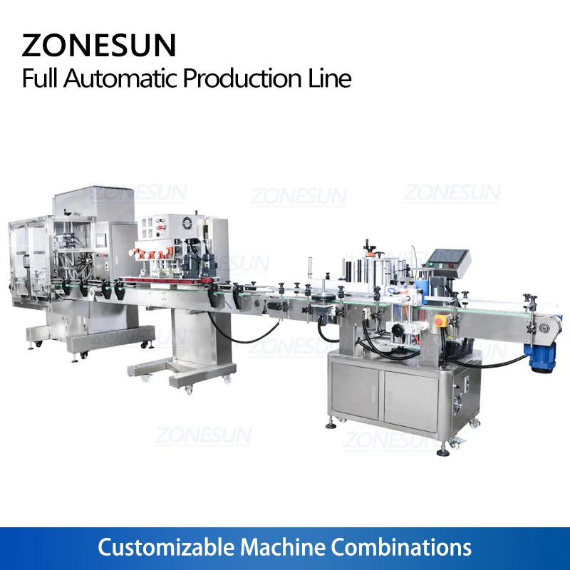 ZONESUN Полный 4 головки автоматические сервопривода для мёда для масла шампунь круглая бутылка фляга продукция для заполнения, покрытия и маркировки машины для производственной линии