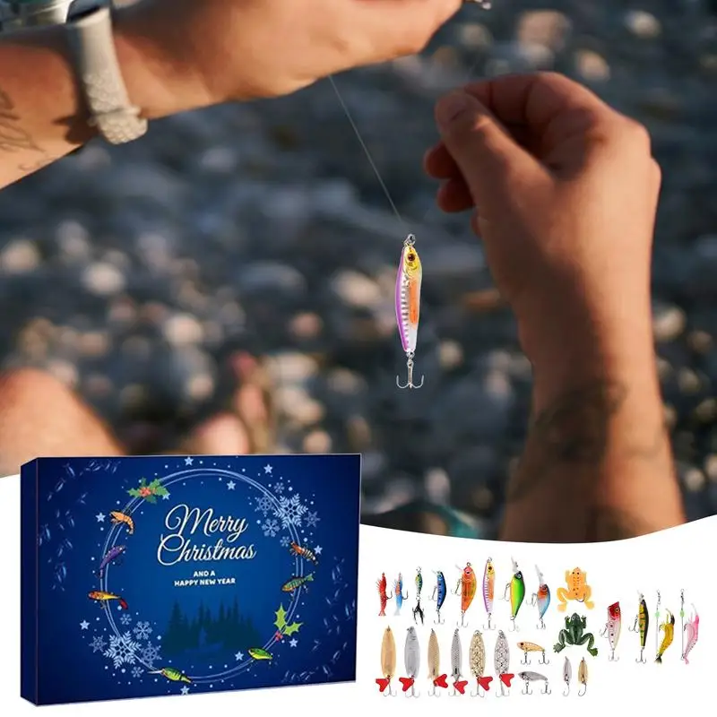 Fishing Tackle Advent Calendar Fishing Lures Set Fishing Gear Countdown Calendar Fishing lover surprise Christmas Fish Bait Gift