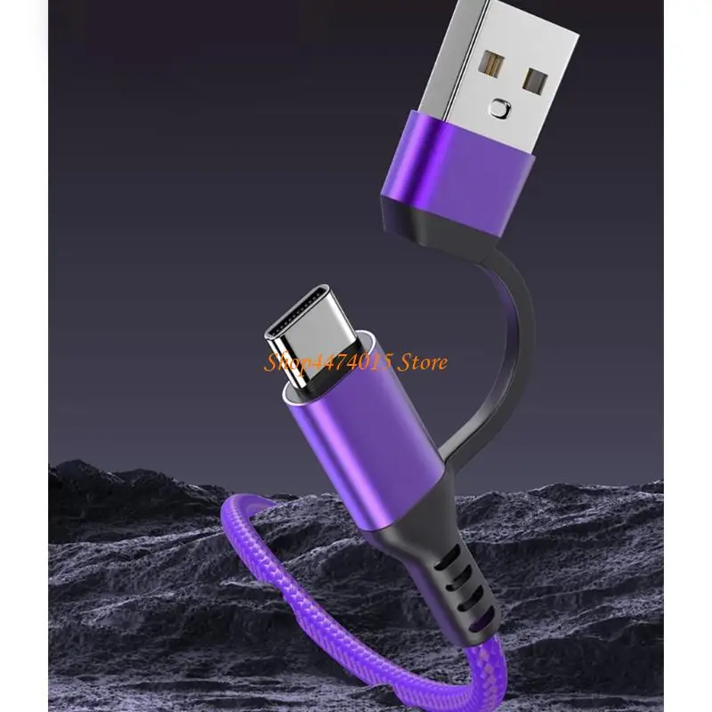 K1AA 100 Mobiltelefone Datenkabel 60W Superschnelles Ladekabel Nylon 2-in-1 geflochten