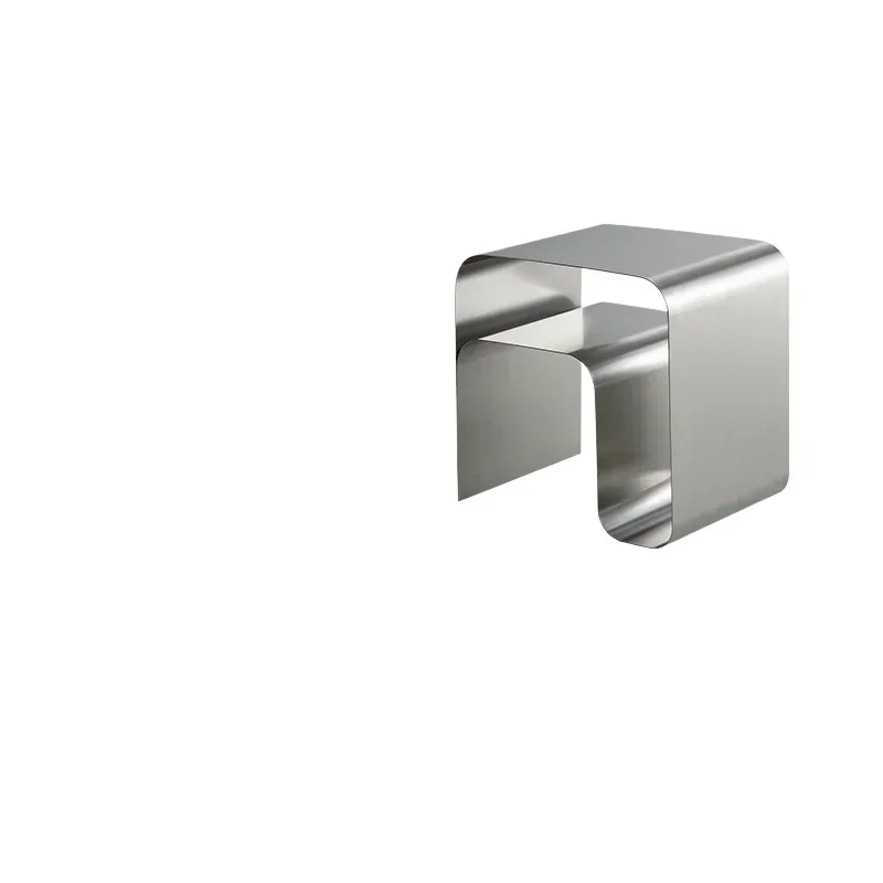 Creative special-shaped side table, stainless steel storage magazine rack