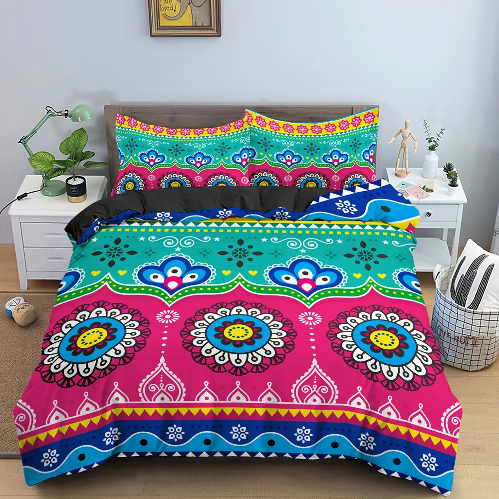 Bohemian Duvet Cover Microfiber Bohemian Ethnic Men and Women Southwestern Indian Tribal Exotic National Style Theme Room Decor