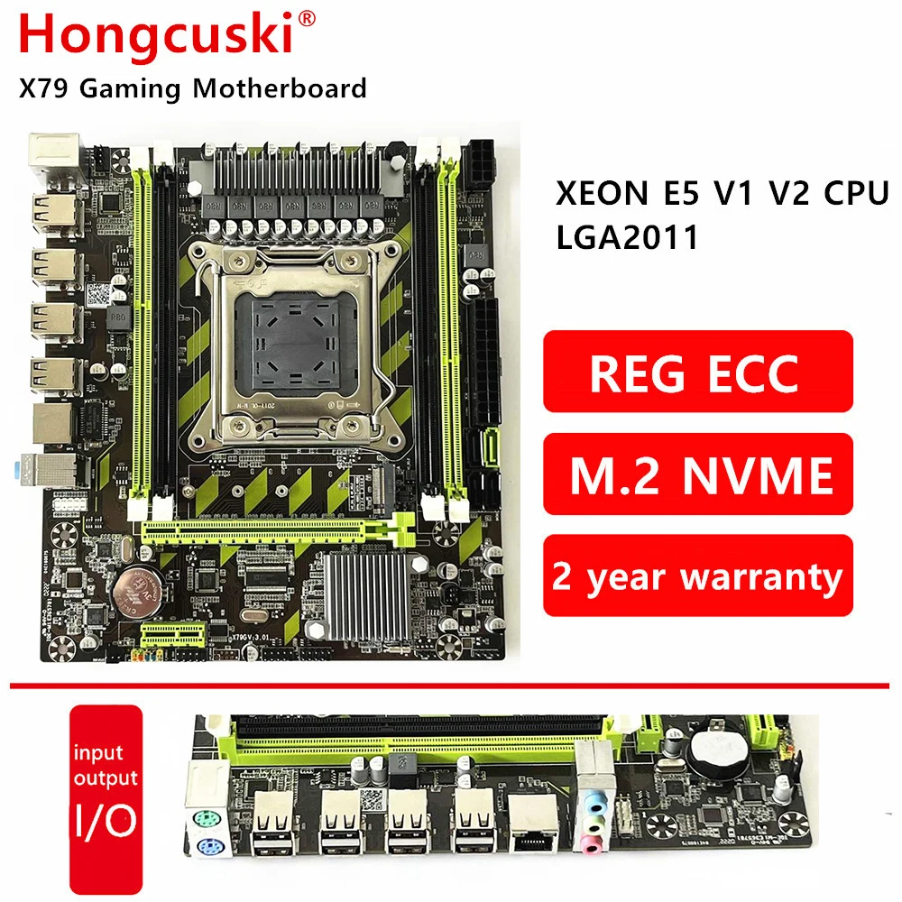 

X79 Motherboard M.2 NVME SSD LGA 2011 CPU Support Xeon E5 V1 V2 Processor DDR3 ECC Or NON ECC RAM Memory NGFF