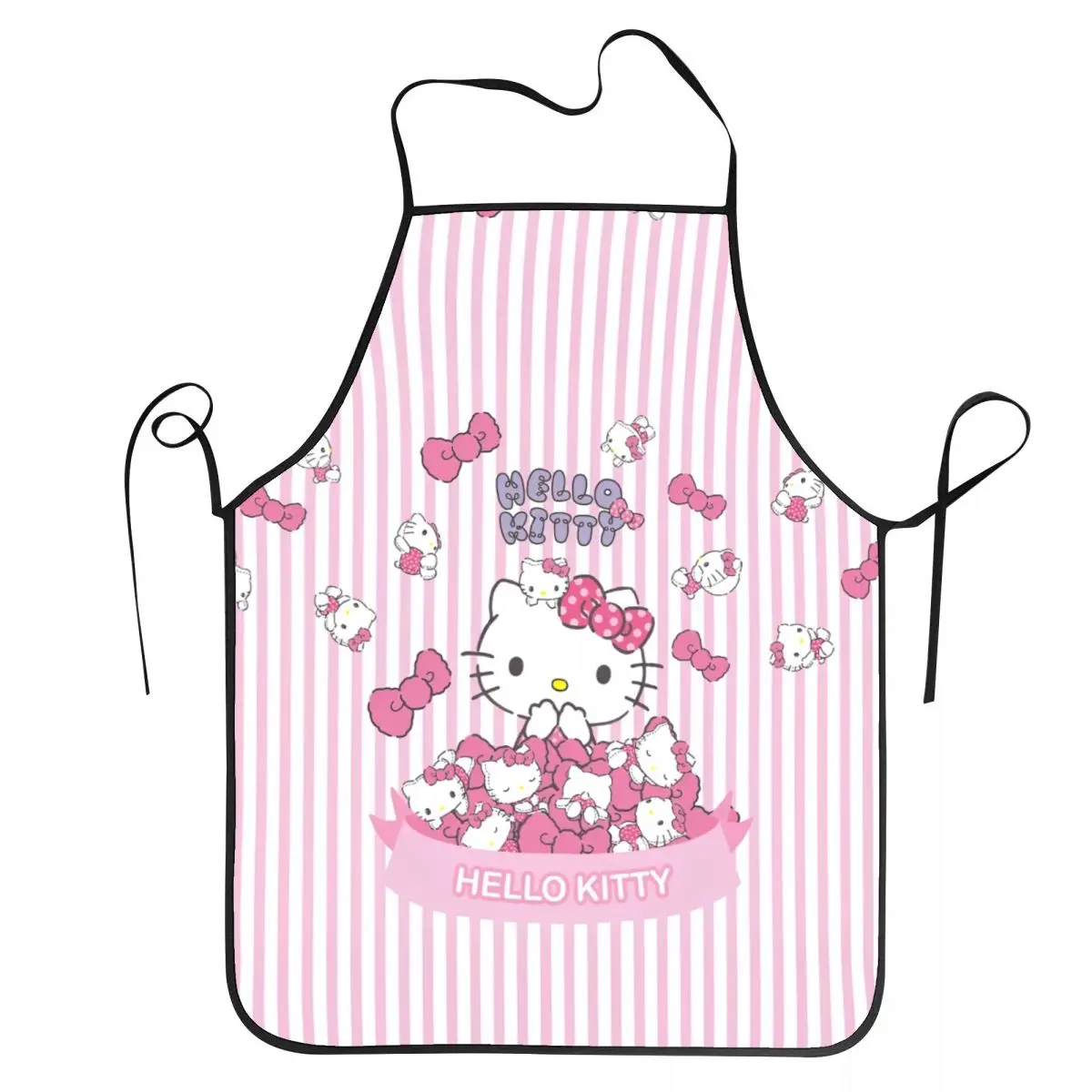 Pink Hello Kitty Cats Cartoon Apron Waterdrop Resistant Adjustable BBQ Aprons for Men Women Chef