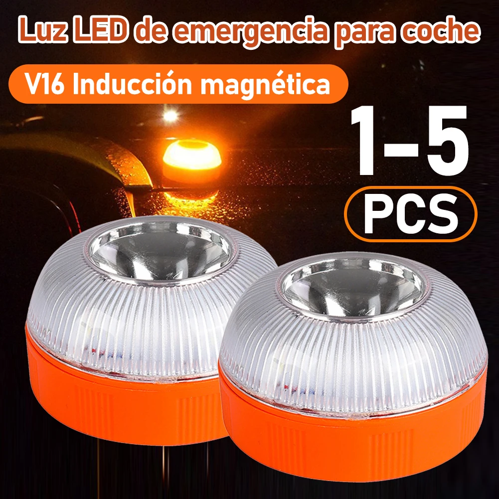 

1-5 шт. светодиодный автомобильный аварийный светильник V16, магнитная индукционная стробоскопическая лампа, дорожная аварийная лампа, аксессуар для безопасности, USB/батарея