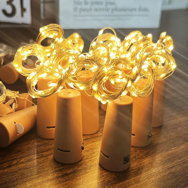 10 قطعة أضواء الجنية زجاجة النبيذ مع الفلين LED سلسلة أضواء البطارية الجنية أضواء جارلاند لعيد الميلاد ديكور حفلات الزواج #5