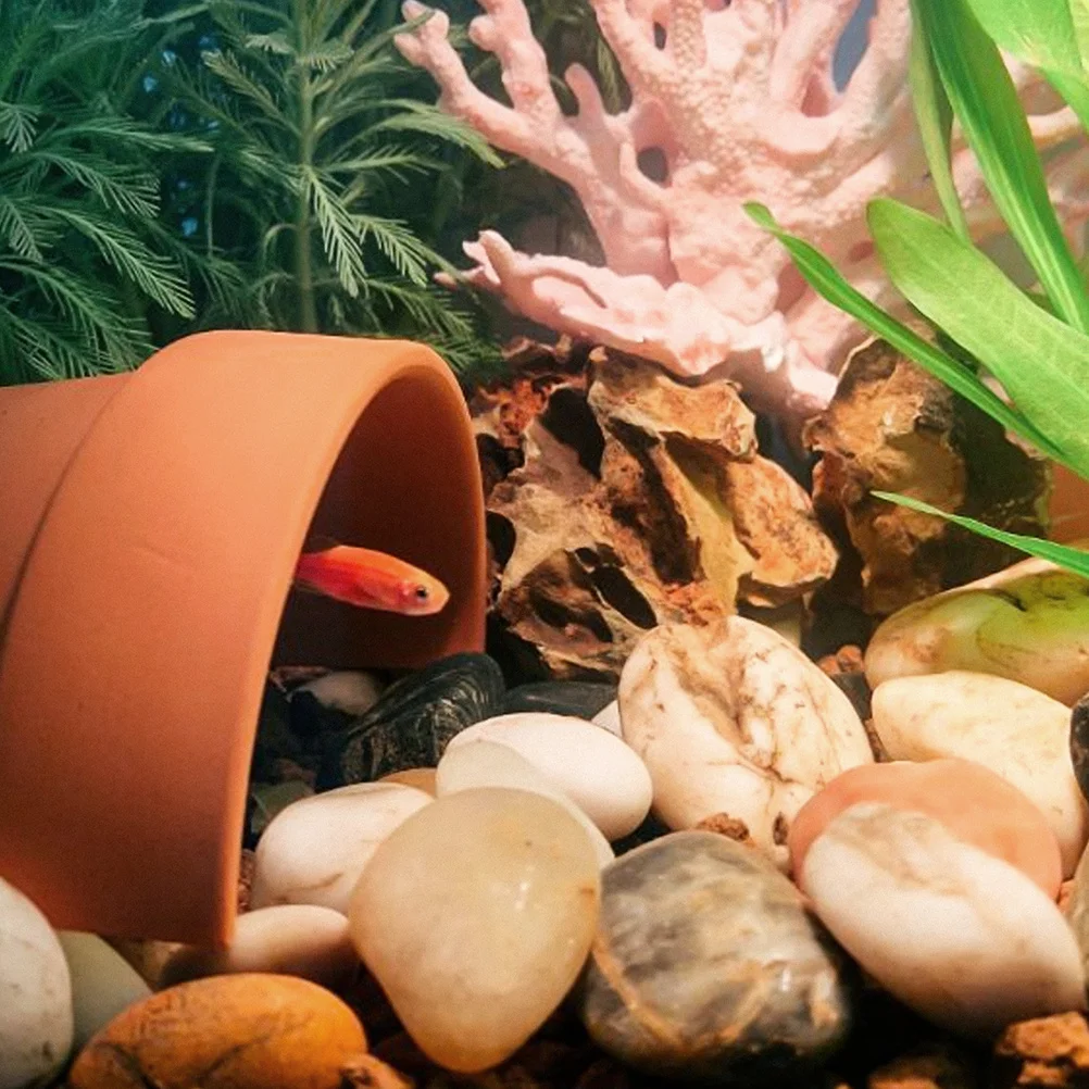 

2Pcs Turtle Hideout Pottery Clay Reptile Shelter Basking Platform for Turtle Habitat Reptile Tank Decor Pet Crawling Platform