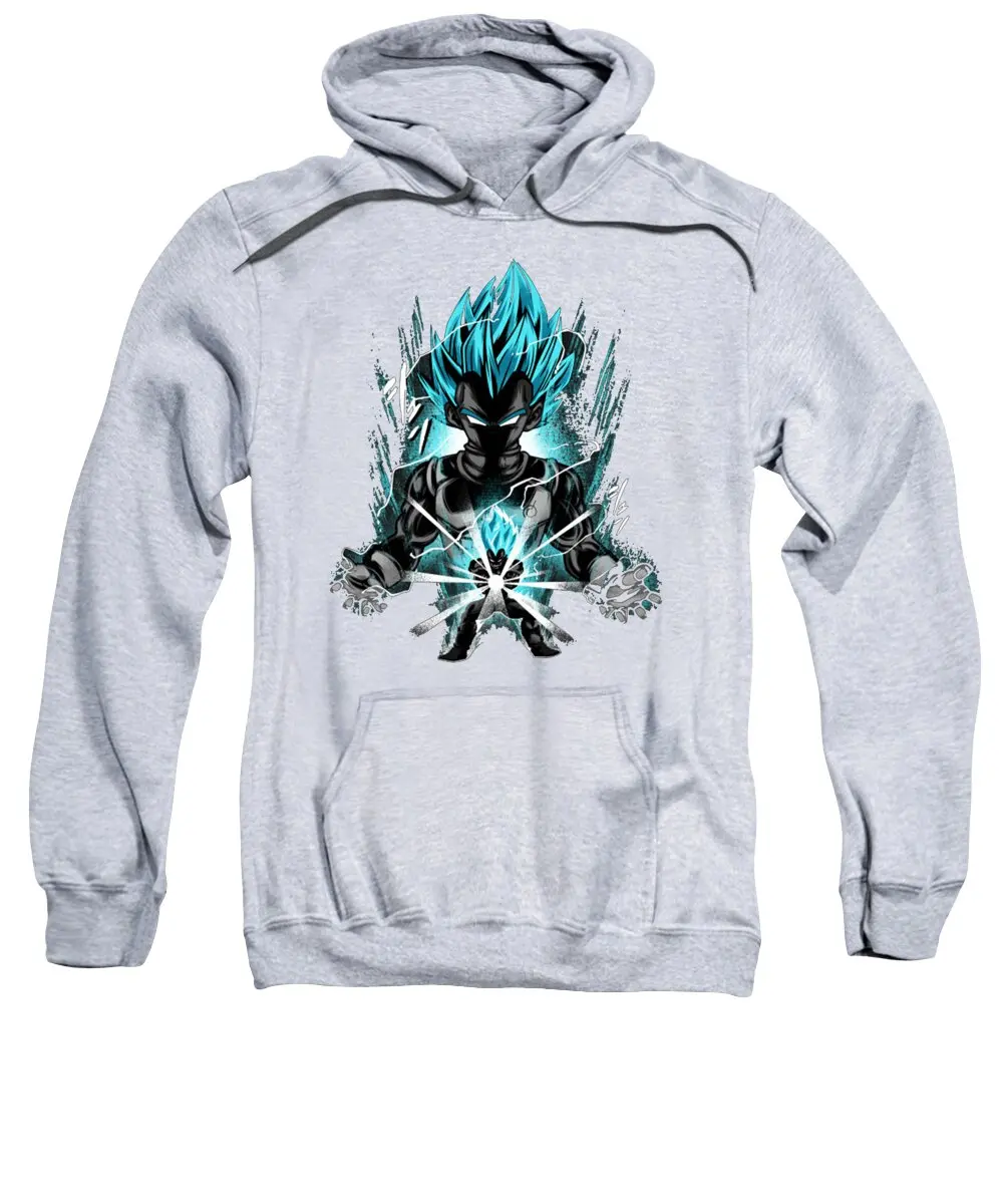 Felpa con cappuccio Dragon Ball Vegeta con stampa blu Super Saiyan Energy Ball Effect Nero Bianco Inchiostro Splash Anime Streetwear per adulti Bambini