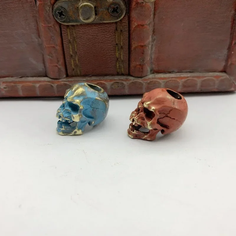 النحاس الجمجمة سكين الخرز Keychain بها بنفسك المفاتيح اليدوية الحبل المعلقات الحلي المنسوجة مظلة حبل Paracord معلقة كيرينغ