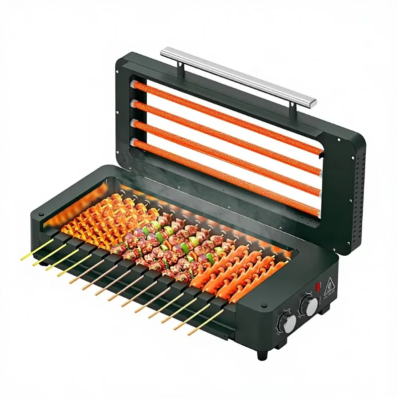 Commercial Smokeless Barbecue Grill Electric Bbq Machine Automatic Rotation Multifunctional Electric Roaster  Beef Lamb Skewers