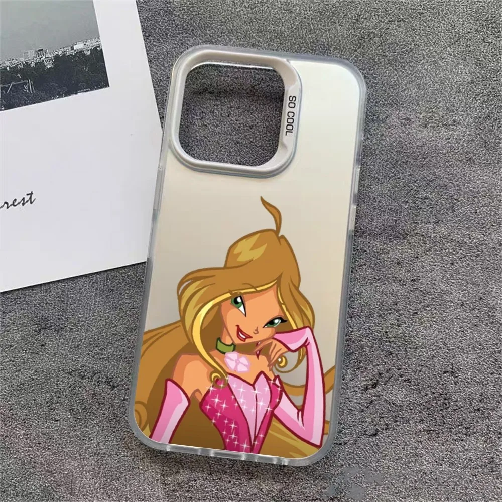 Girl W-Winx Clubs Phone Case IPhone 16 15 14 13 12 11 Pro Max Plus Color Shockproof Back Silver Cover