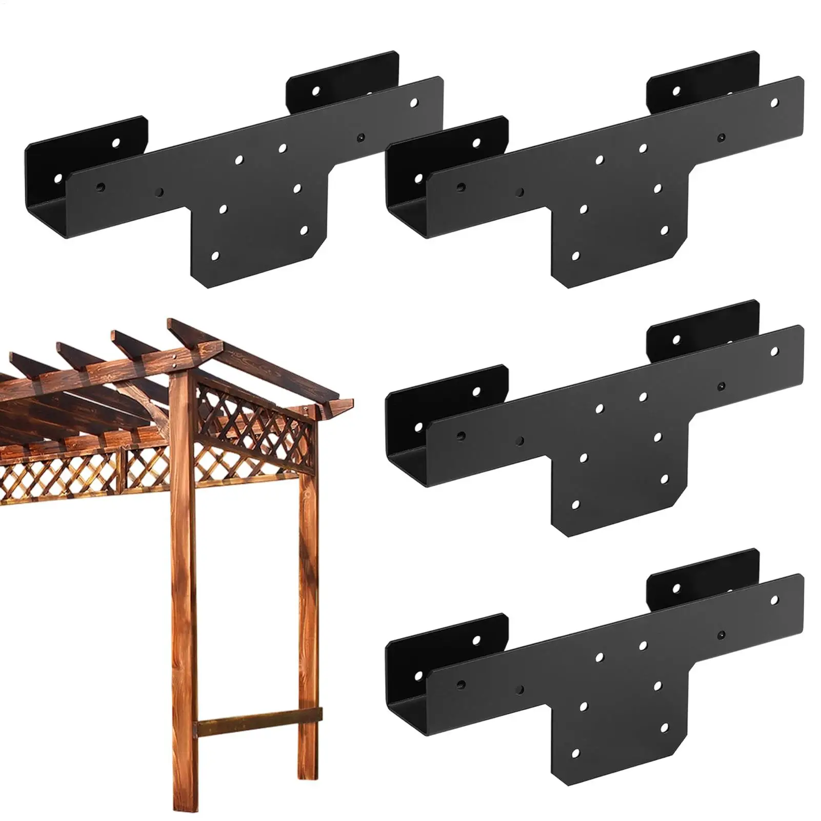 4pcs steel T-shaped connectors, fixed brackets for wooden components, for 2-inch wooden beams / 2x4-inch wooden column brackets