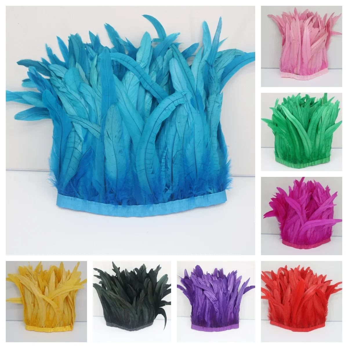 

10 Yards Rooster Feathers Fringe Sewing Wedding Accessories Fringed Dress Skirt Home Decor Pens DIY Chicken Feather Trim