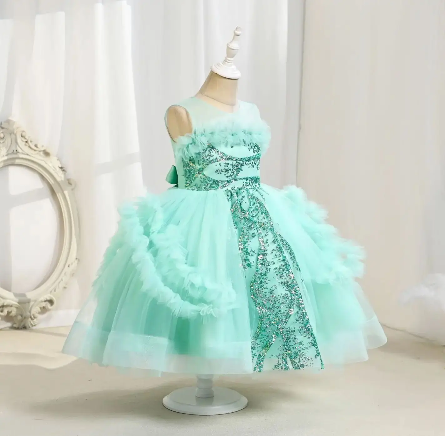 New Child Girls' Party Dress Novelty Ball Gown Girl Princess Dresses Sequins Kid Tutu Clothes 3 to 10T