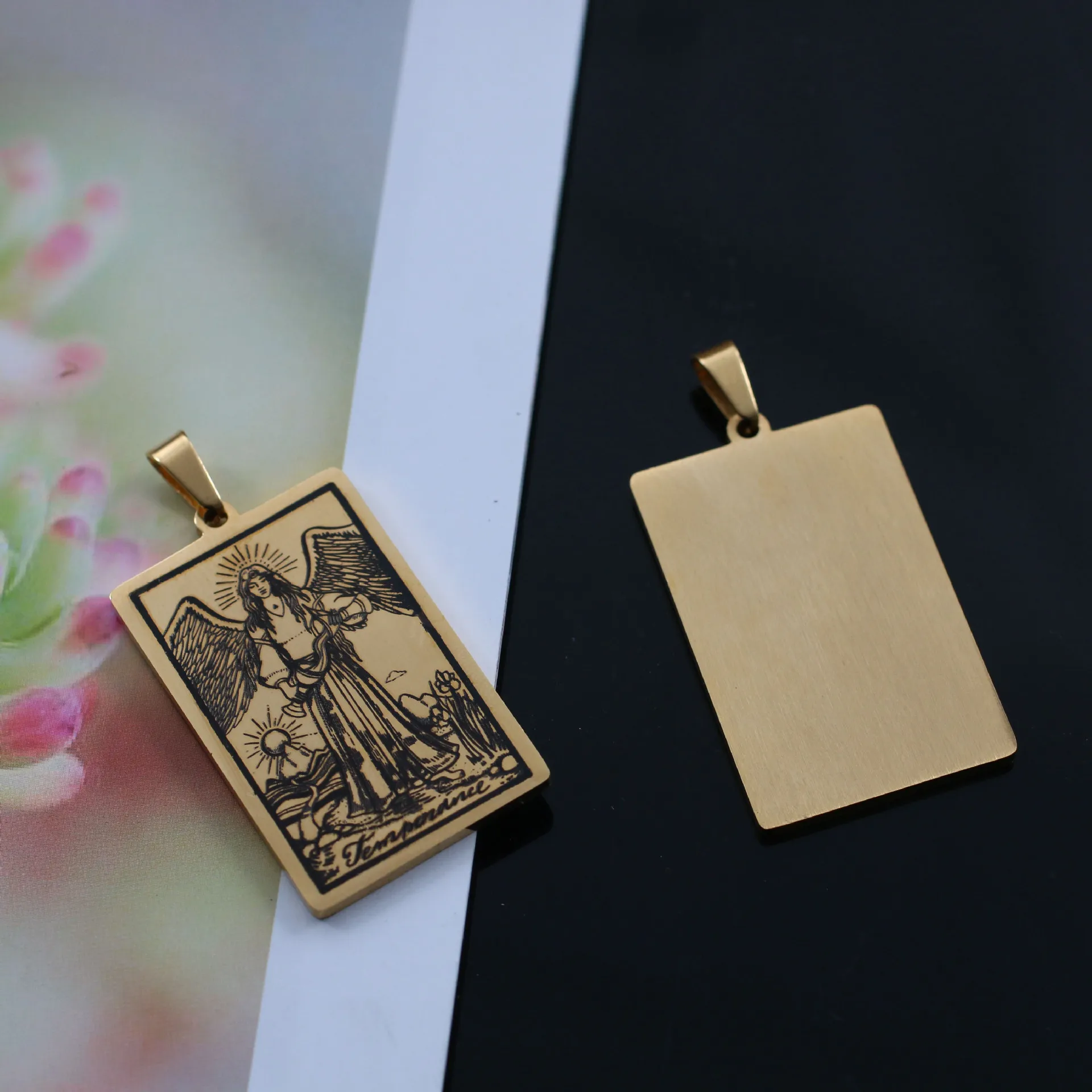 18K Gold PVD Plated Stainless Steel 22 Tarot Card Charms Pendant For Making Men Women Necklace Pendant Diy Jewelry Accessories