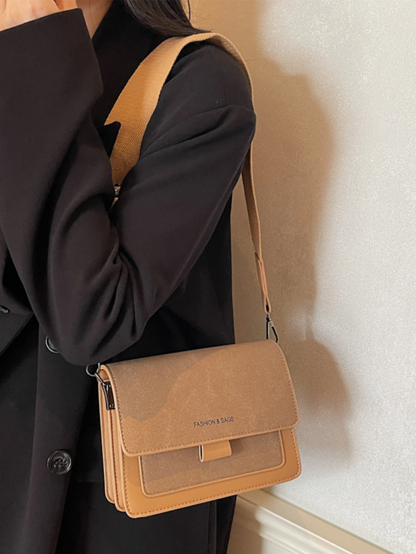 Flap Frosted Vintage Damestas Herfst Nieuwe Koreaanse Stijl Rechthoek PU Crossbody Tassen Magnetische Knop Pendelen Een Schoudertas