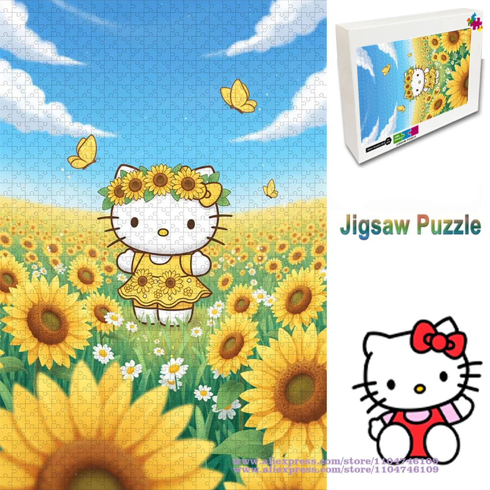 

Sanrio Hello Kitty головоломка 108/200/300/500/1000/1500 шт. интеллектуальные пазлы для детей и взрослых Miniso персонаж домашний декор