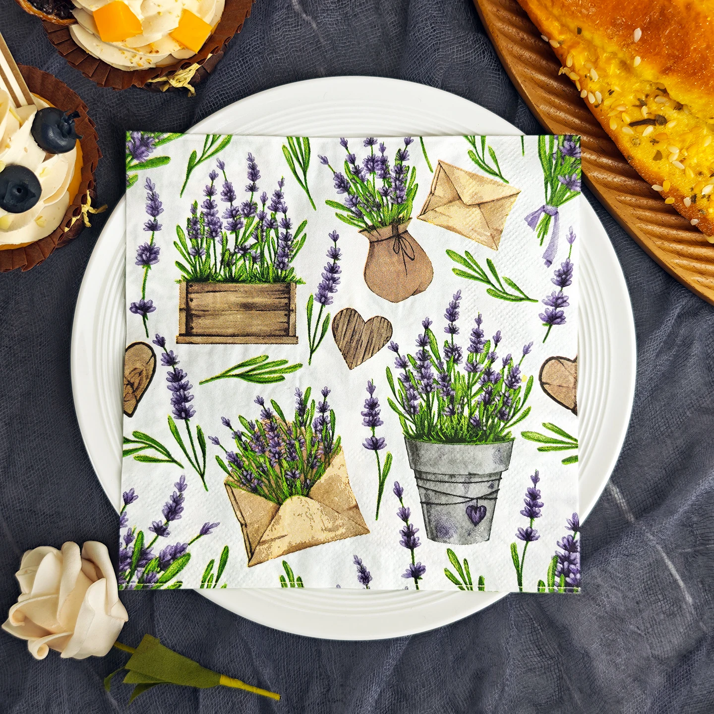 20/50 Stück 33*33cm 2-lagige Lavendel-Topf-Servietten, geeignet für Themenpartys, Party-Servietten für Essen, Backen, festliche Feiern