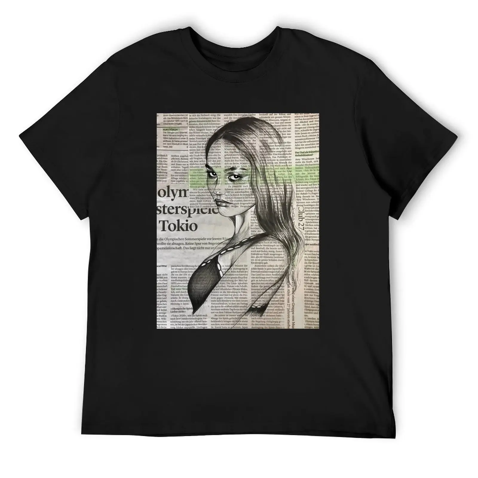 Lily Rose Depp portrait on newspaper T-Shirt boys animal print anime stuff graphic tee shirt cute clothes shirts graphic tee men