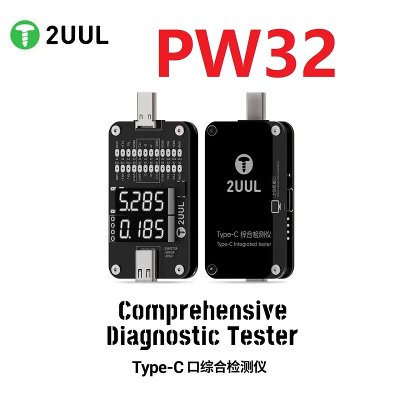 

2UUL PW32 Electronic Device Battery Tester - Type-C Voltage Measurement and Windows Synchronized Display for Device Repair