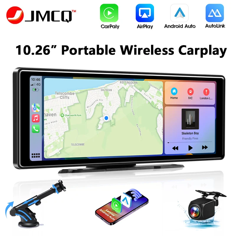 

Portable 10.26 inch Multimedia Video Player Wireless Carplay Android Auto Car Radio Smart Player Bluetooth FM AUX IPS Screen